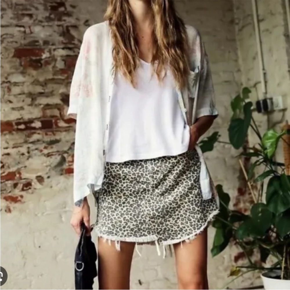 We the Free Animal Print Denim Bailey Skirt 27